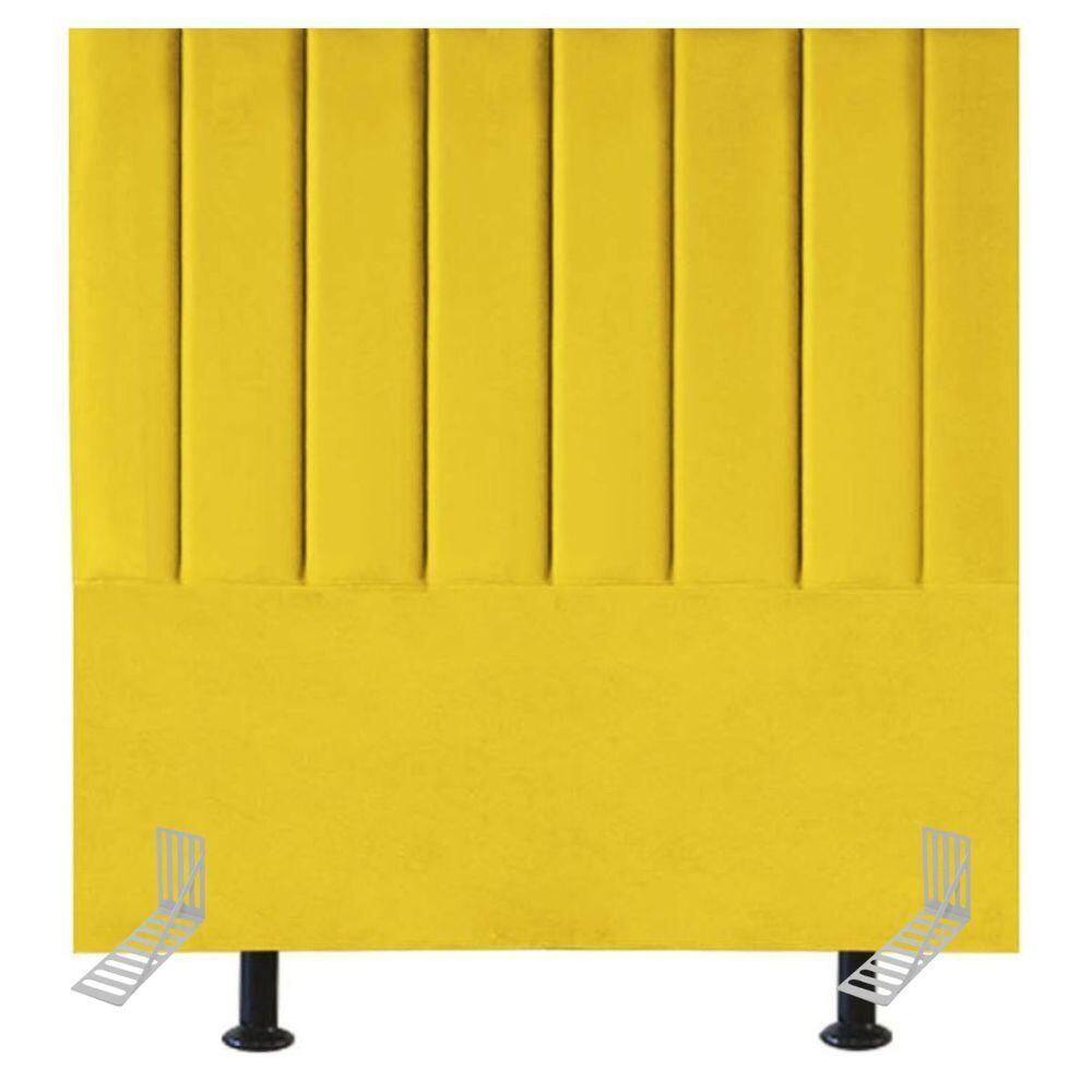 Cabeceira Estofada De Cama Solteiro Box 100 Cm Esther Suede E Frame amarelo