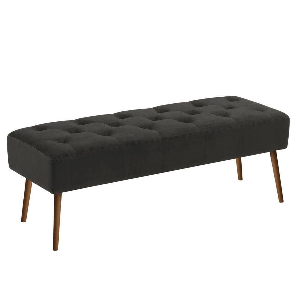 Banco Estofado Rubi 1,40m Suede Preto - Clique Decorações