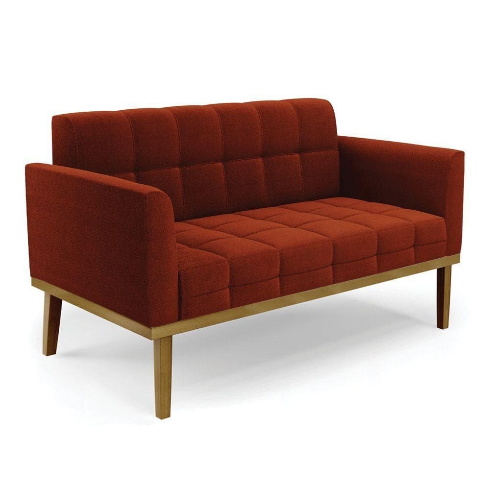 Sofá Namoradeira Base Madeira Fixa Castanho Elisa Bouclê Terra D03 - D`rossi