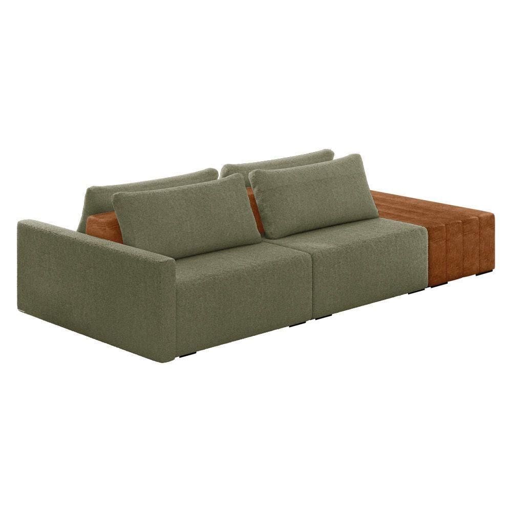 Sofá Ilha 2 Lugares Living 292cm Modulado Lary Bouclê K01 Cor Verde