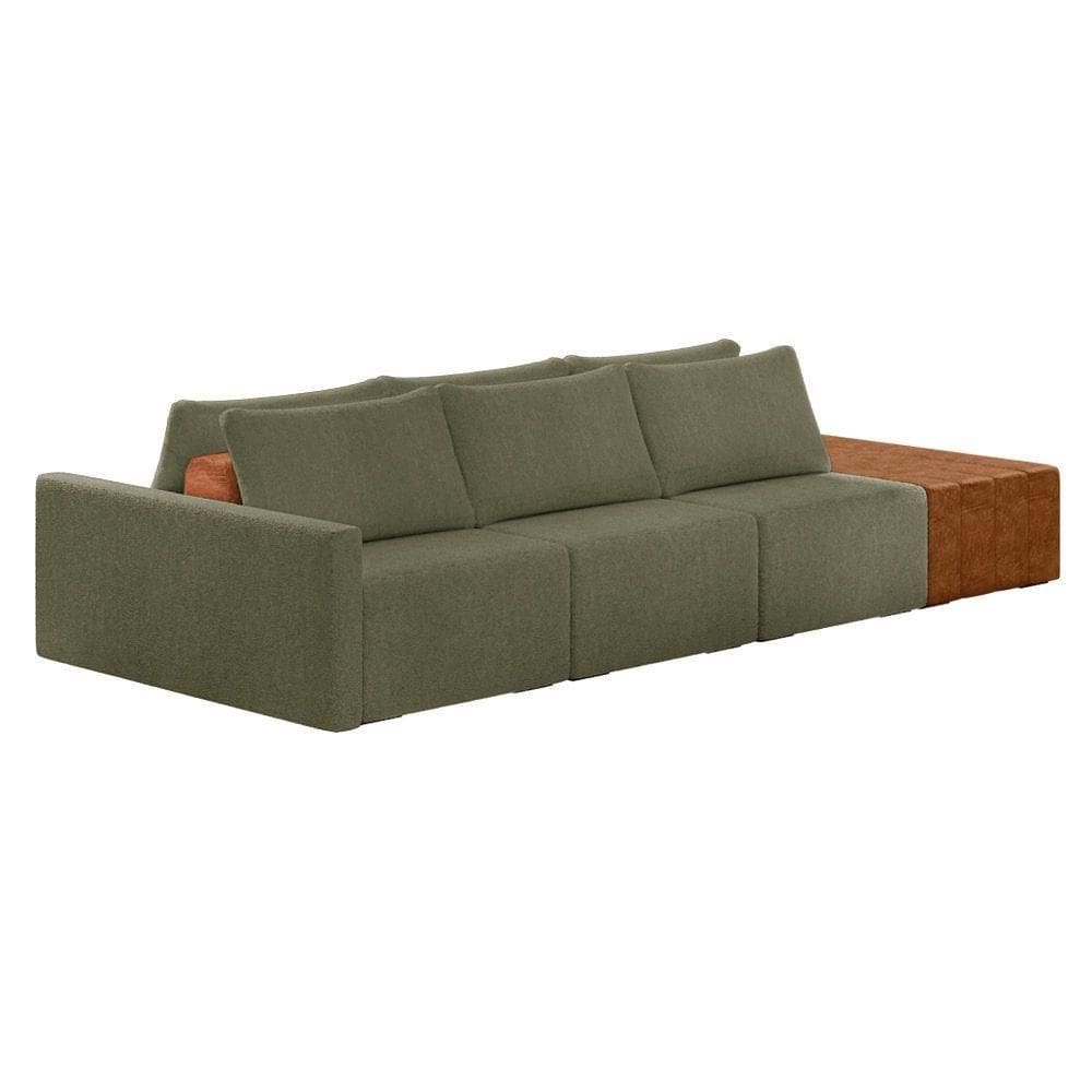 Sofá Ilha 3 Lugares Living 372cm Modulado Lary Bouclê K01 Cor Verde