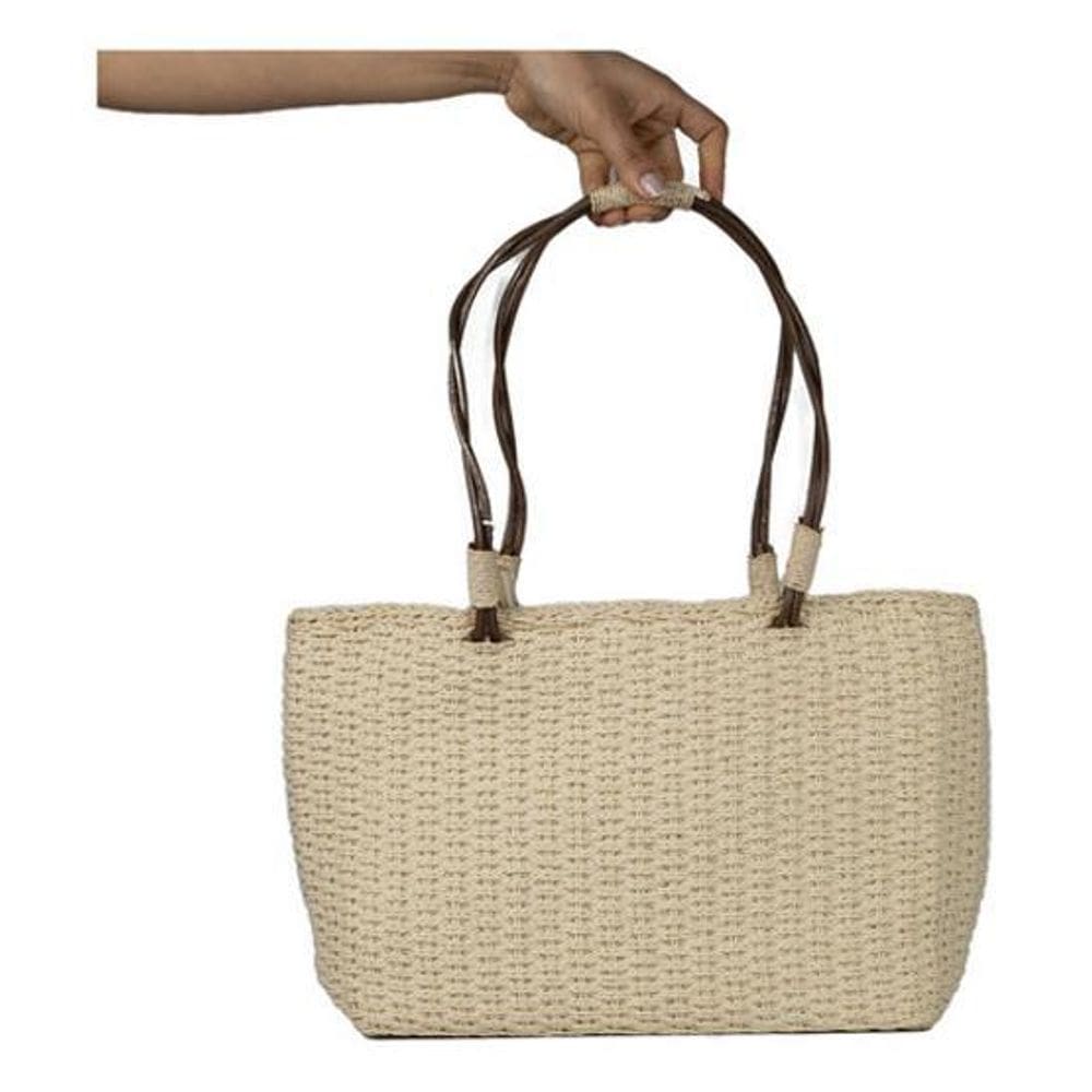 Bolsa Praia Bege Artesanal Fabricada Manual