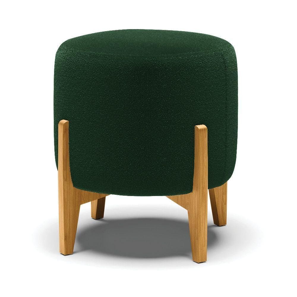 Puff Banqueta Decorativo Base Madeira Stella Bouclê Verde P01 - D`rossi