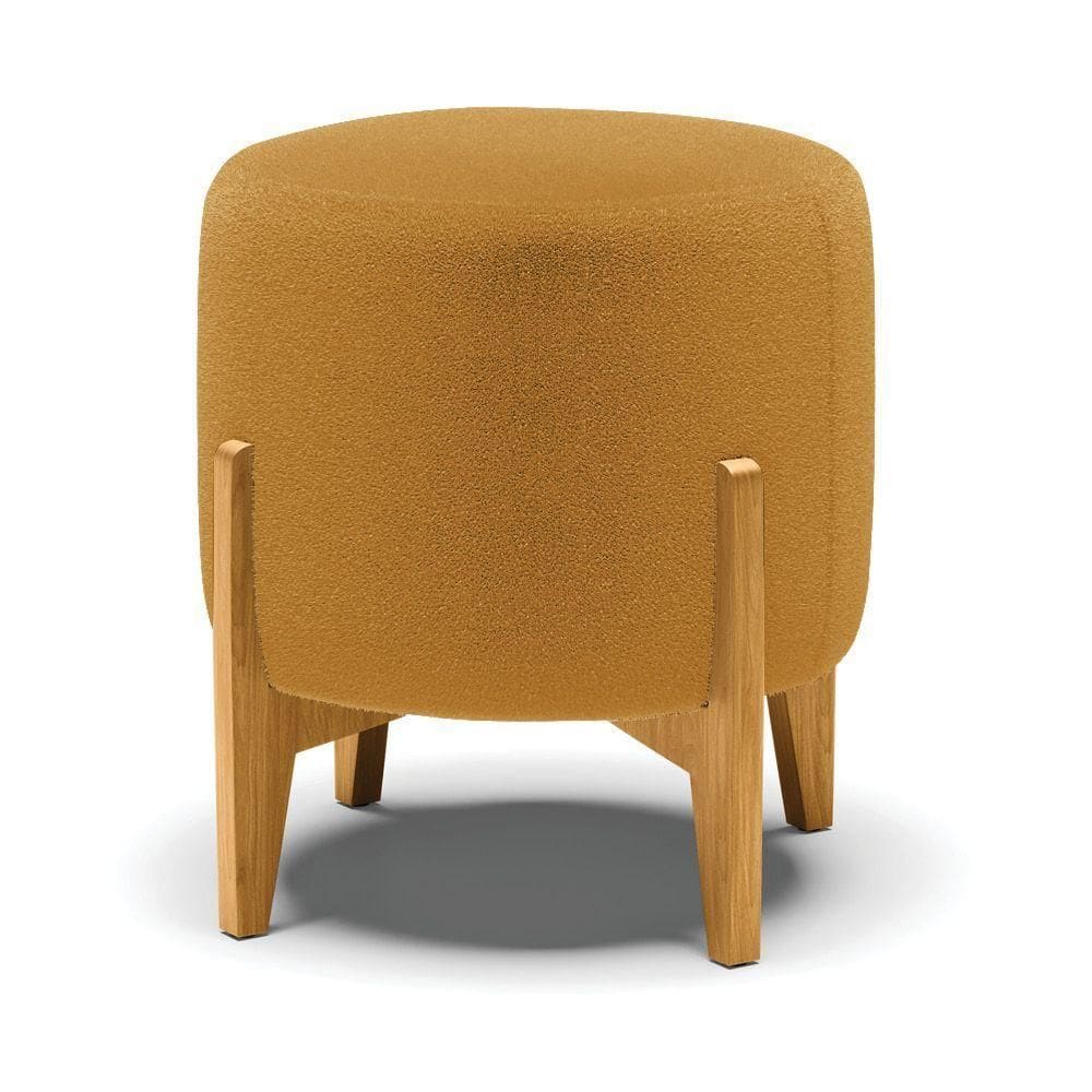 Puff Banqueta Decorativo Base Madeira Stella Bouclê Mostarda P01 - D`rossi