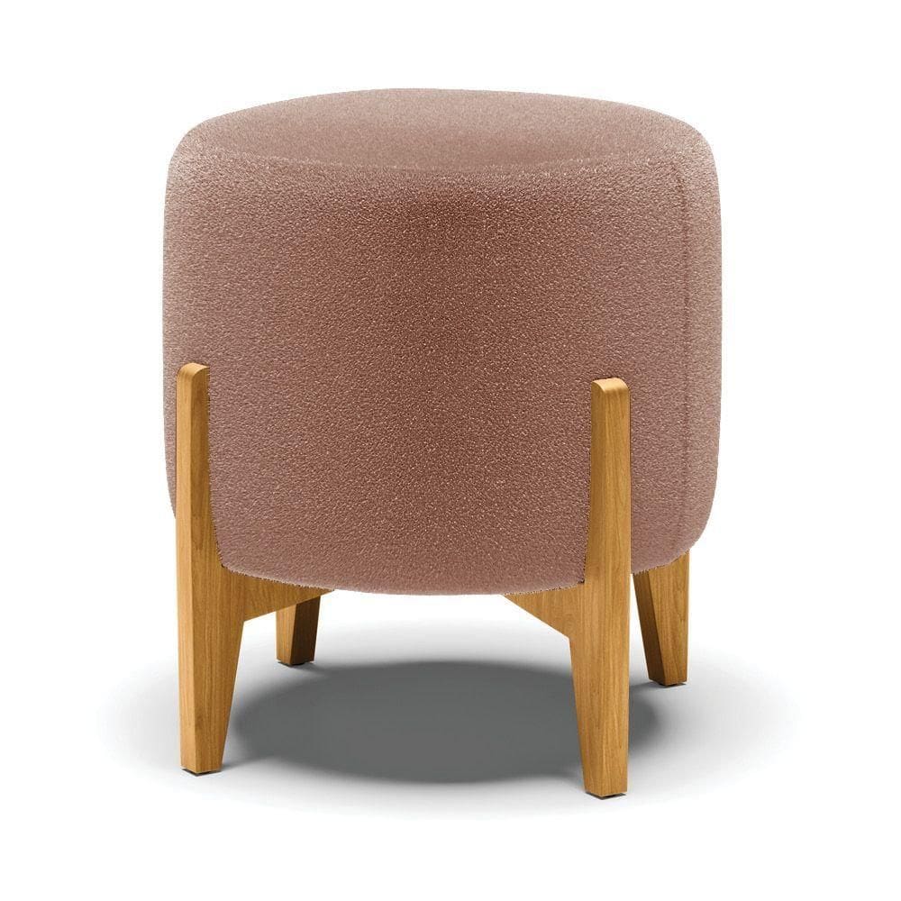 Puff Banqueta Decorativo Base Madeira Stella Bouclê Rosê P01 - D`rossi