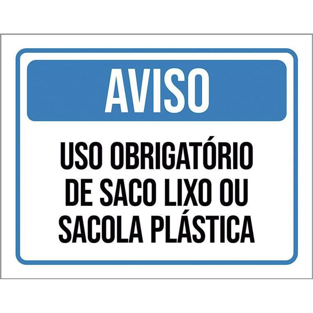 Kit 3 Placas Aviso Obrigatório Saco Lixo Sacola Plástica