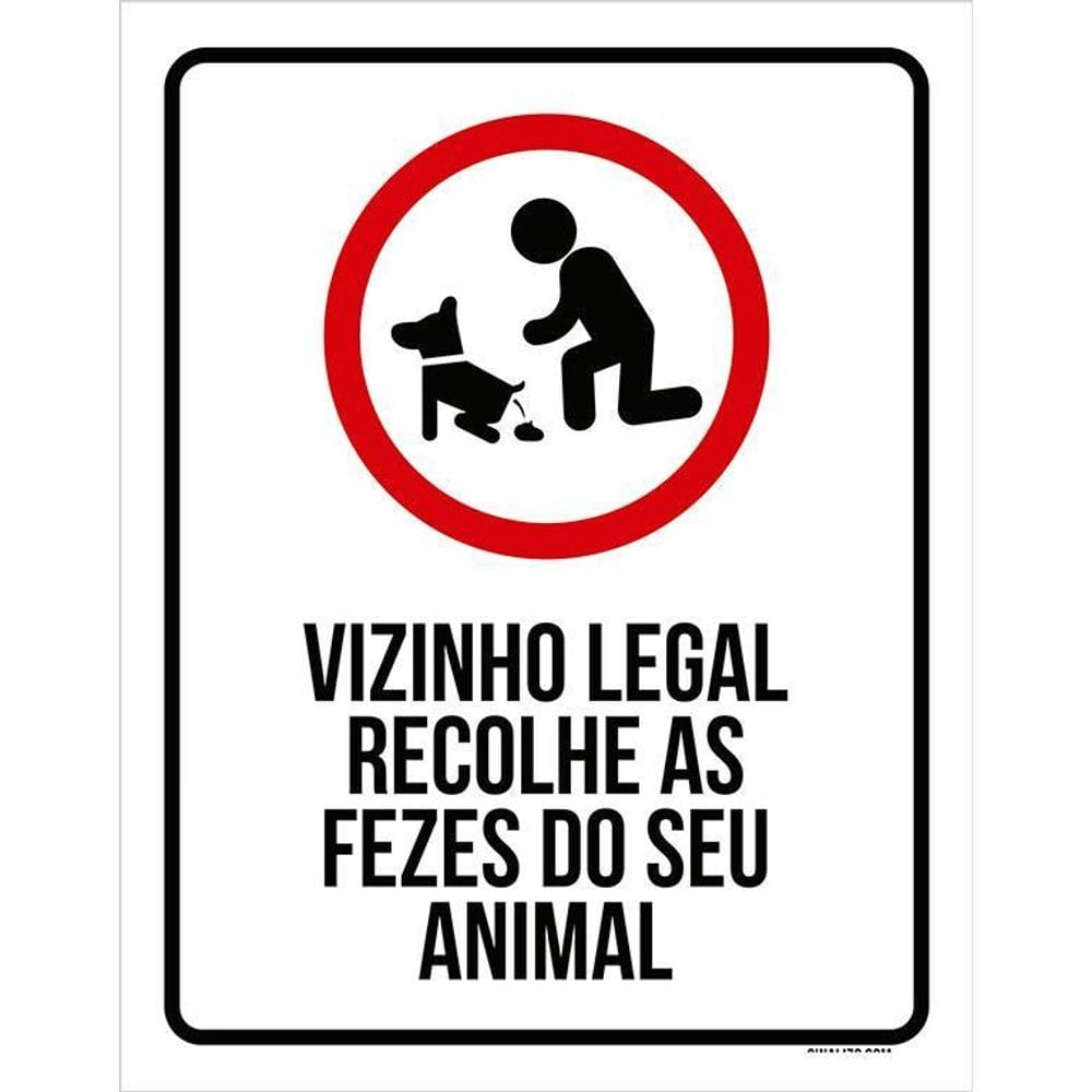 Placa Recolha Fezes Cachorro Sinalização Vizinho Legal 36X46