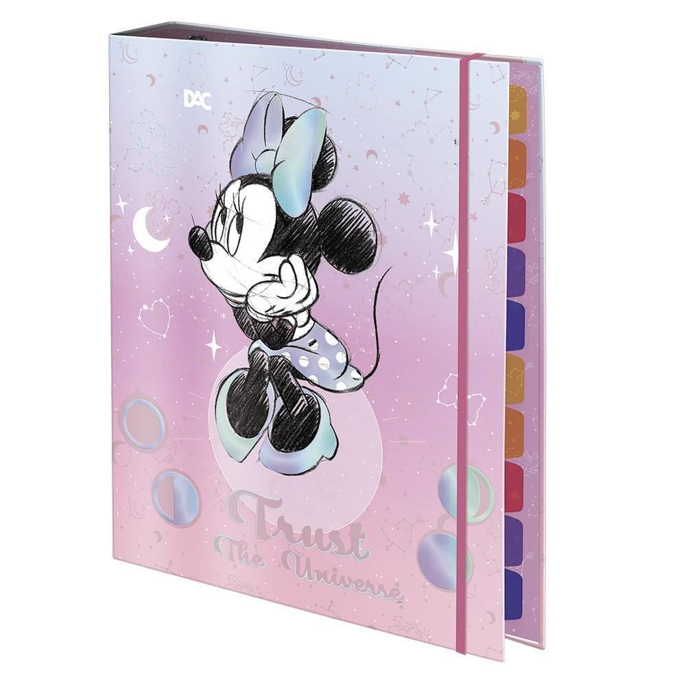 Fichário Universitário Dac Com Elástico Disney Minnie Rosa