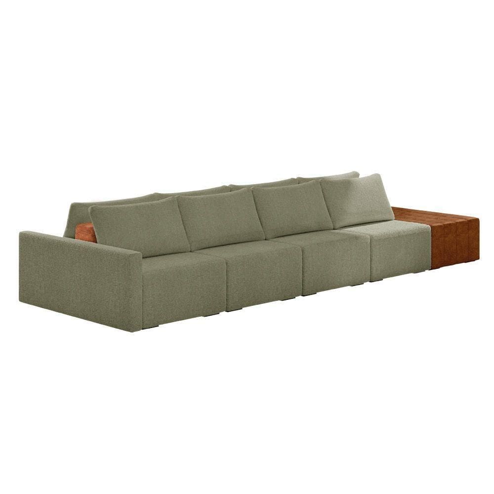 Sofá Ilha 4 Lugares Living 432cm Modulado Lary Bouclê K01 Cor Verde