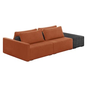 Sofá Ilha 2 Lugares Living 272cm Modulado Lary Bouclê Pu Pto K01 Cor Mostarda