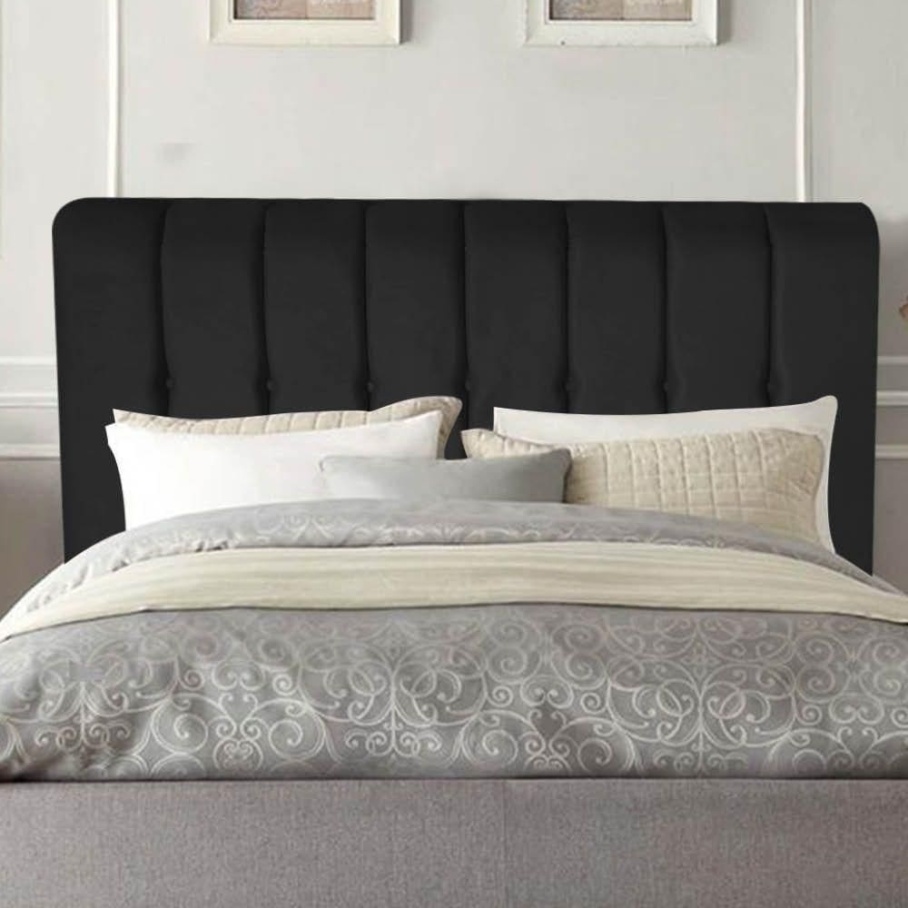 Cabeceira Estofada Kiara 140cm Casal Box Quarto Corino Preto - Gat Magazine