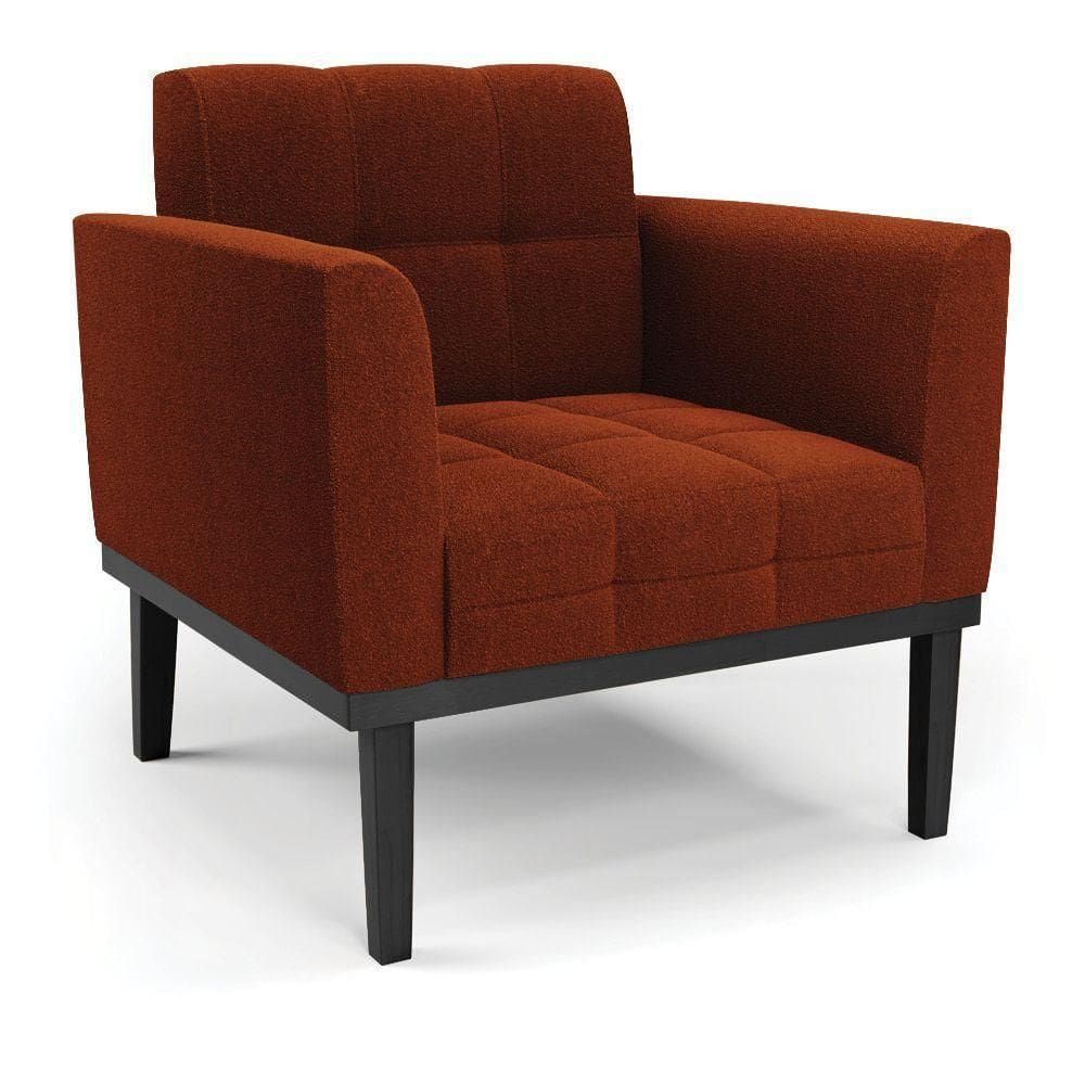 Poltrona Para Sala Base Madeira Fixa Preto Elisa Bouclê D03 - D`rossi Cor Terra