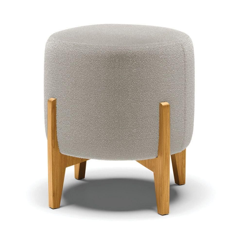 Puff Banqueta Decorativo Base Madeira Stella Bouclê Cinza P01 - D`rossi