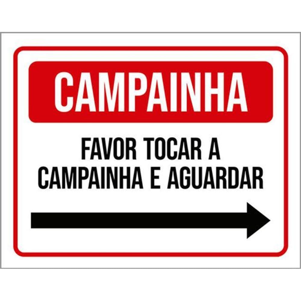 Kit 3 Placas Campainha Favor Tocar Aguardar Seta Direita