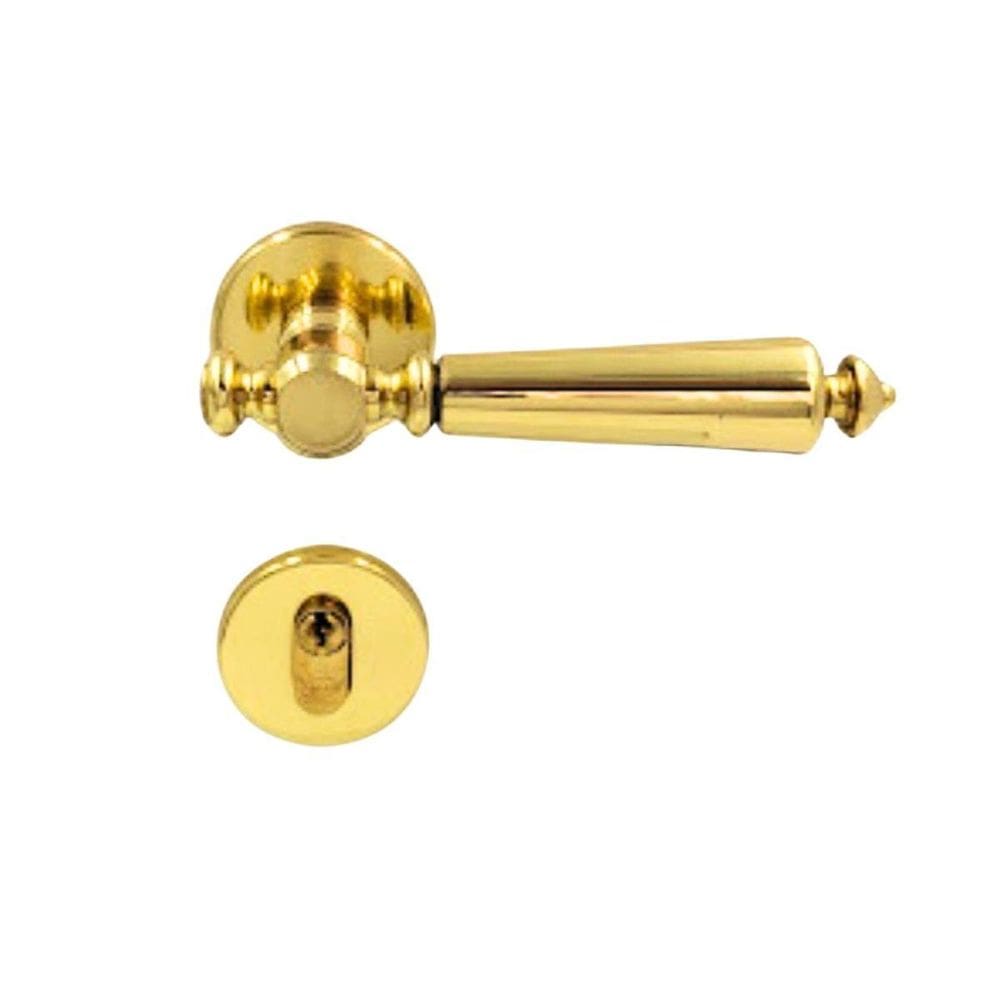 Fechadura Porta Externa Roi Imab Dourada Brilhante Maq. 55Mm