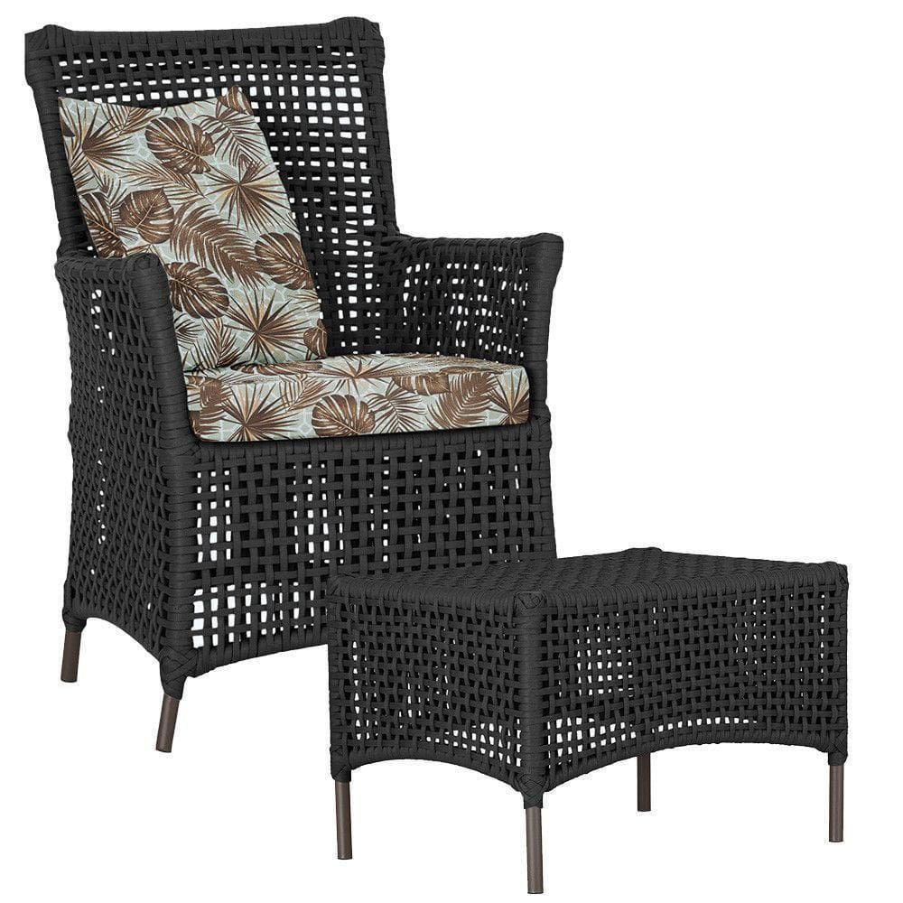 Poltrona E Mesa Igapó Em Alumínio Marrom Corda Náutica E6 Preto