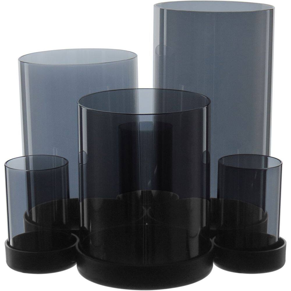 CASTIÇAL PORTA VELA SUPORTE 6 PARTES HOME&CO BASE METAL VIDRO 19x22x23cm FUMÊ