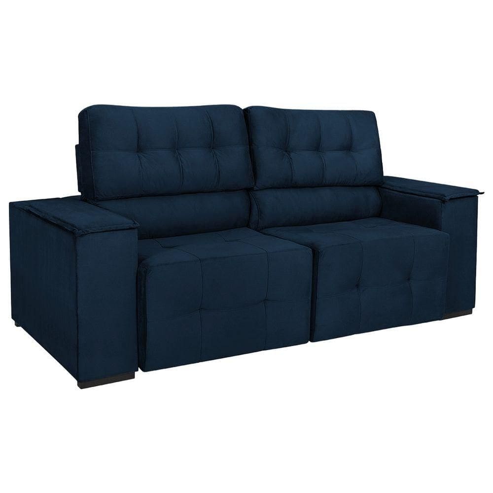 Sofá Cama Retrátil Sala Vicenza Vicenza 210cm Suede Cor Azul Marinho