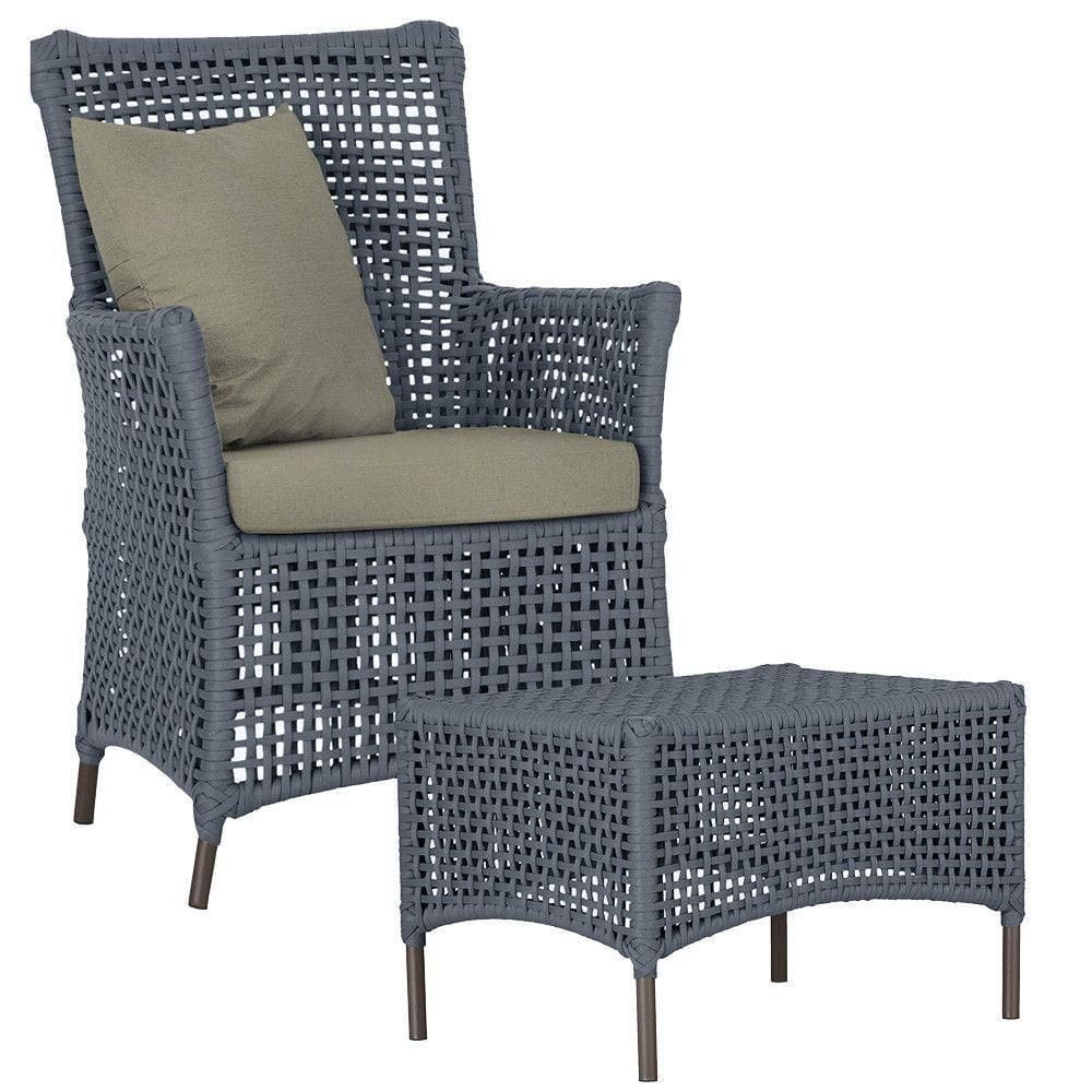 Poltrona E Mesa Igapó Em Alumínio Marrom Corda Náutica E8 Prata