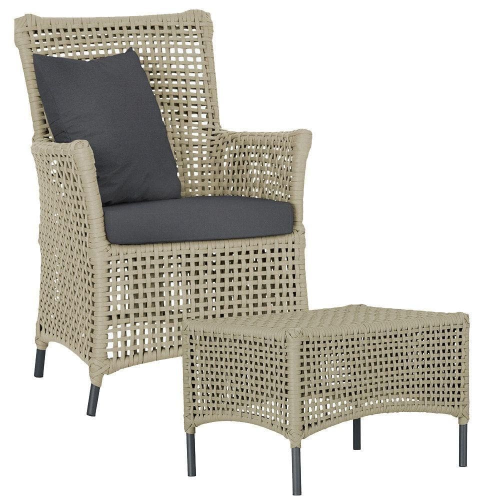 Poltrona E Mesa Igapó Em Alumínio Preta Corda Náutica E11 Rami