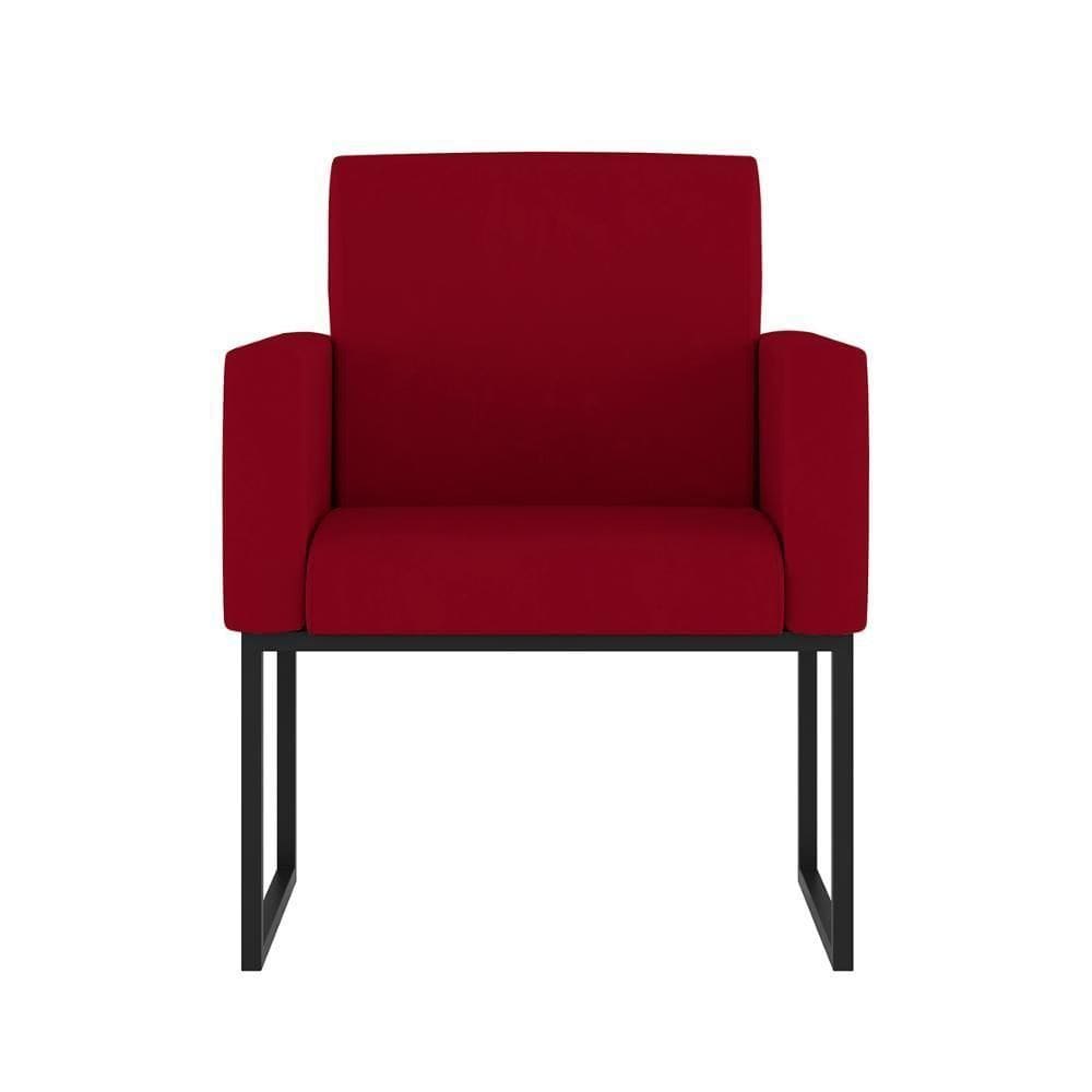 Poltrona Moderna Com Base De Ferro Balaqui Decor Vermelho