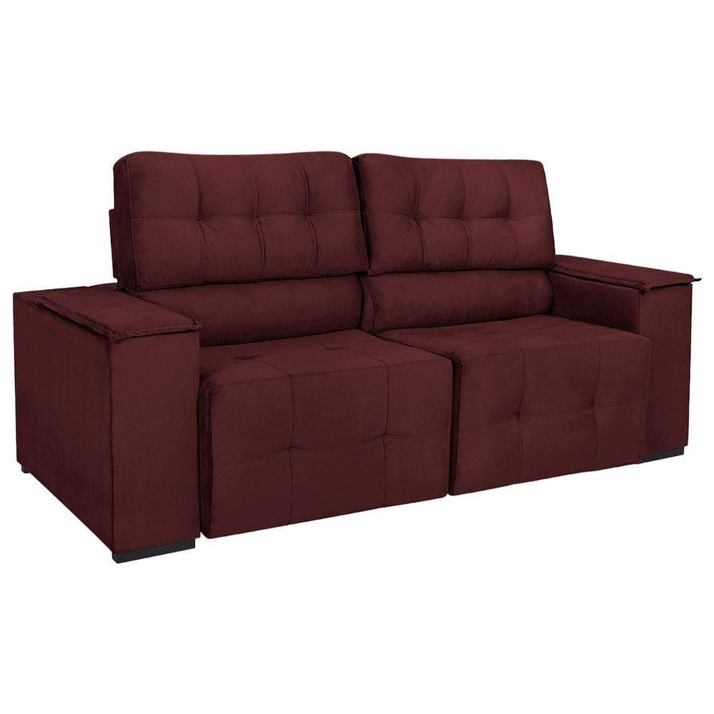 Sofá Cama Retrátil Sala Vicenza Vicenza 210cm Suede Cor Bordô