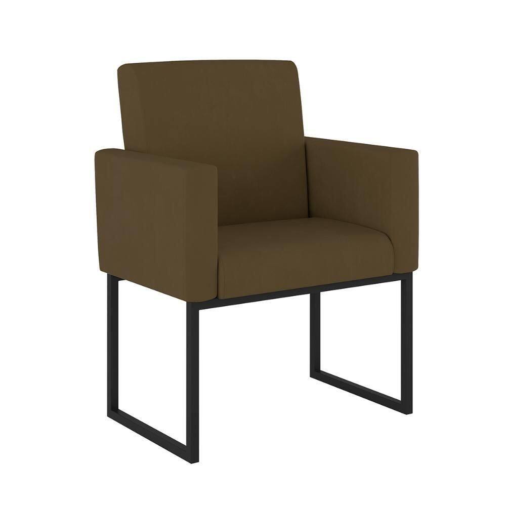 Poltrona Moderna Com Base De Ferro Balaqui Decor Marrom