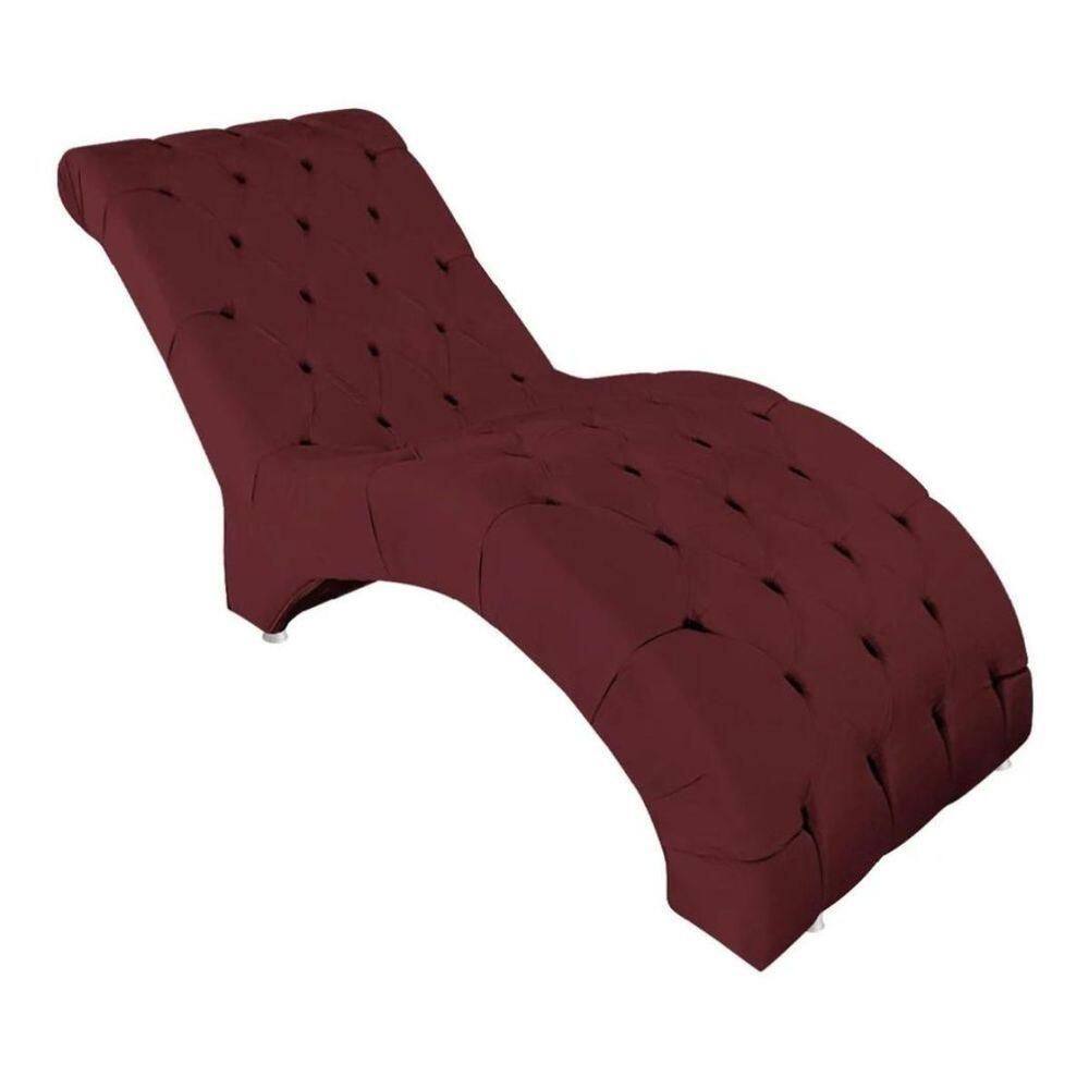 Recamier Divã Espreguiçadeira Sala Cliníca Rafaela Suede bordô