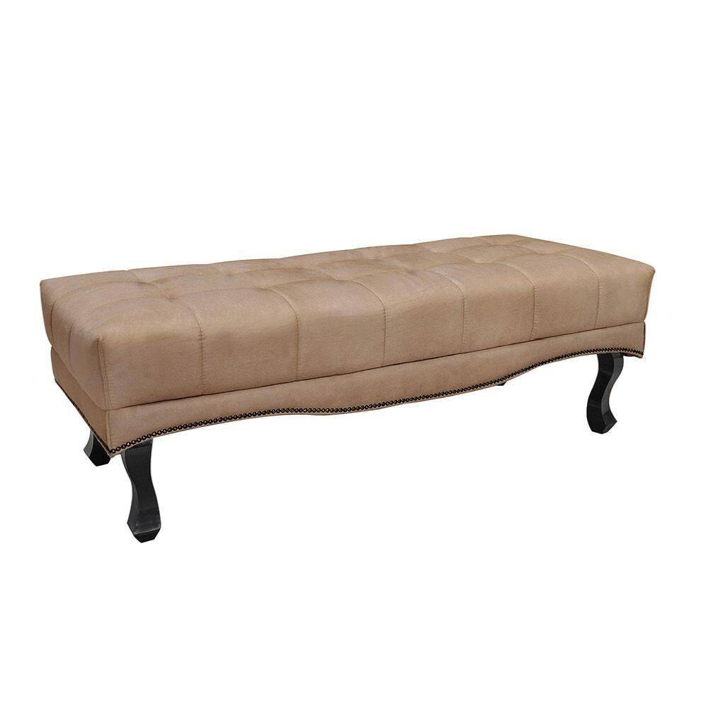 Puff Recamier Retrô Luis Xv Captonê Para Quarto Vicenza 140cm Suede S04 - D`rossi Cor Bege
