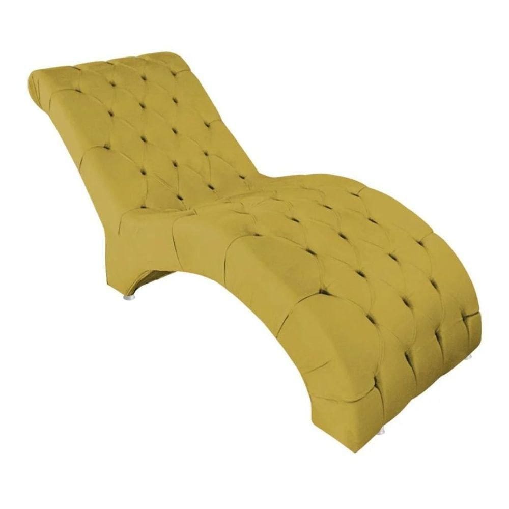 Recamier Divã Espreguiçadeira Sala Cliníca Rafaela Suede amarelo