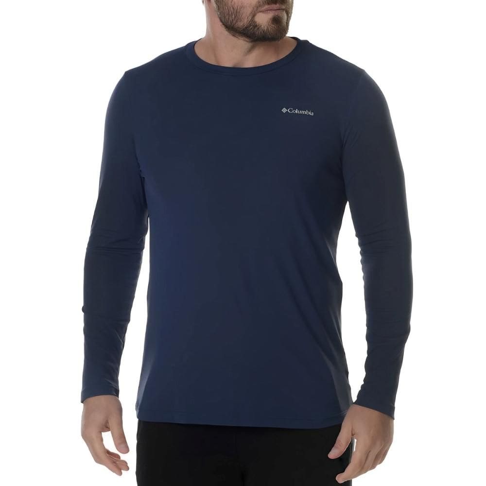 Camiseta Manga Longa P Masculina Columbia Azul Marinho