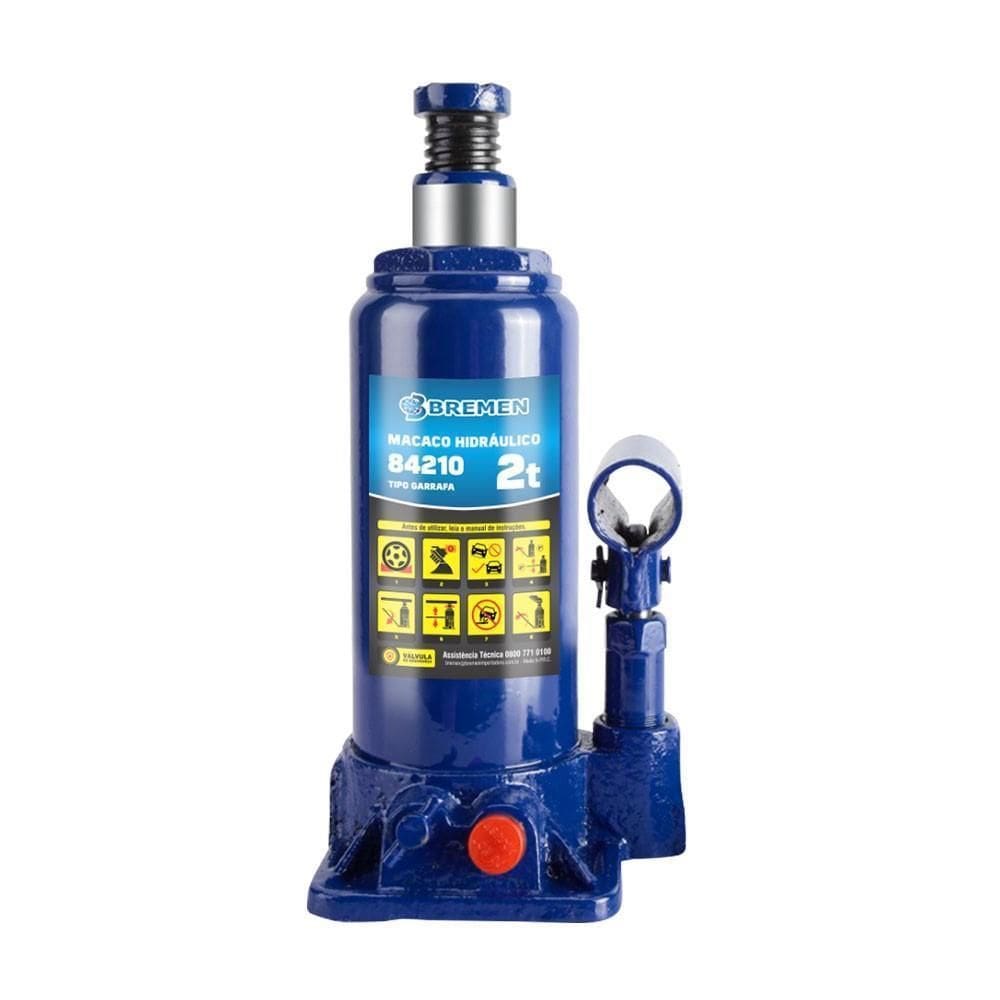 Macaco Hidr Manual 2T Garrafa Com Maleta Com Valvula