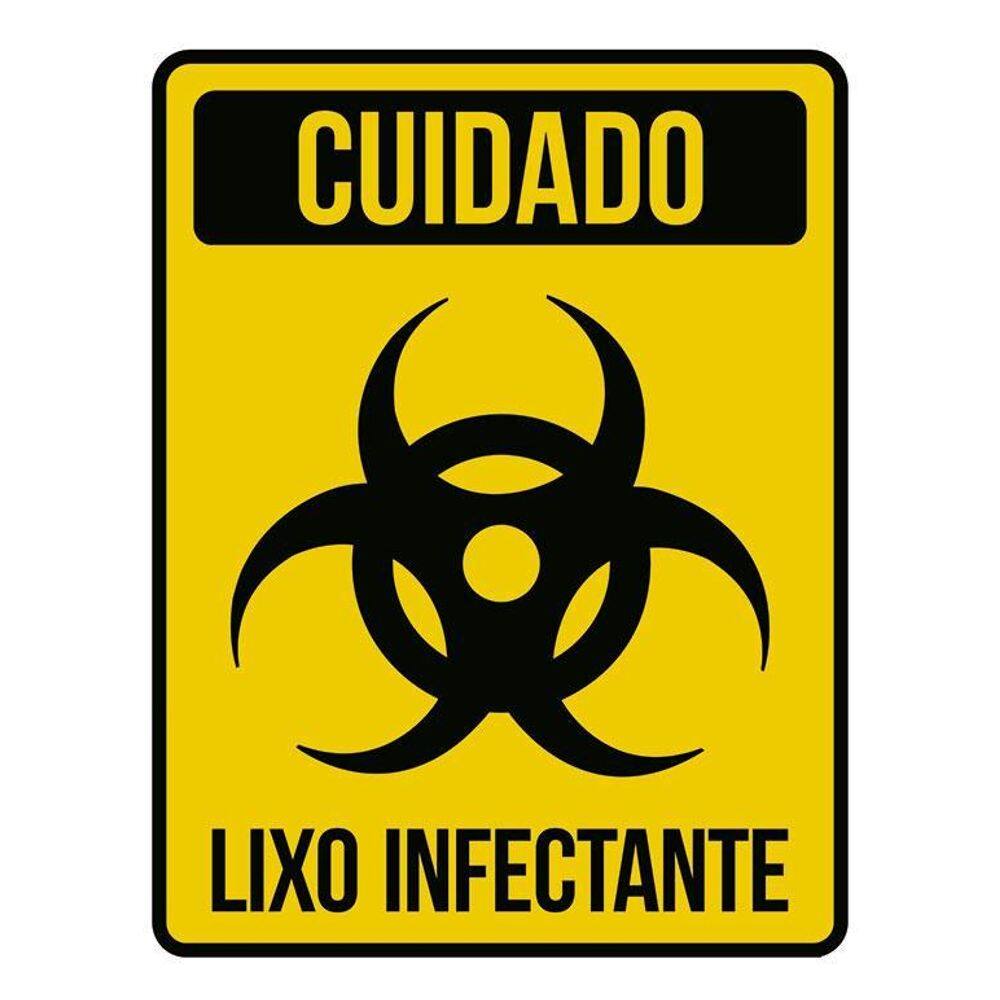Placa Lixo Infectante - Placa De Sinalização Cuidado 36X46
