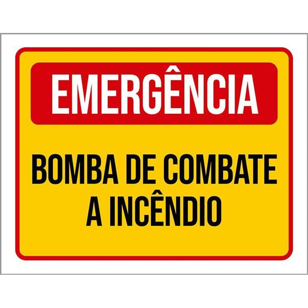 Placa Emergência Bomba Combate Incêndio 36X46