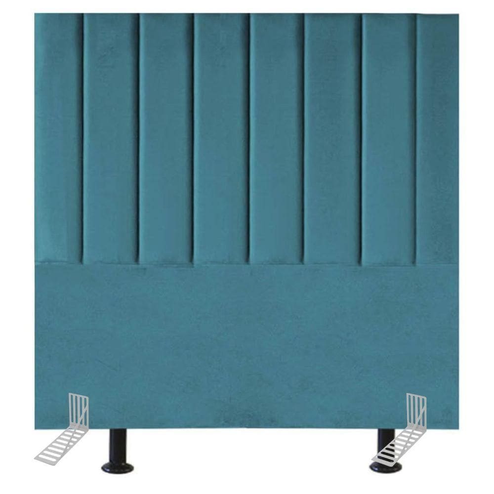 Cabeceira Estofada De Cama Casal Box 140 Cm Sara Suede E Frame azul Turquesa