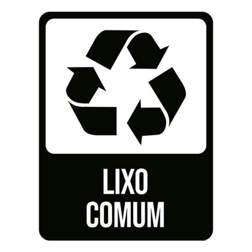 Kit 3 Placas Lixo Comum Preta