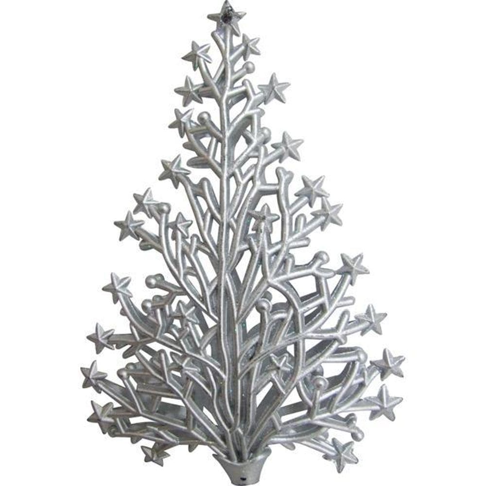 Enfeite De Natal Arvore Prata P Arvore/Mesa/Porta 14Cm