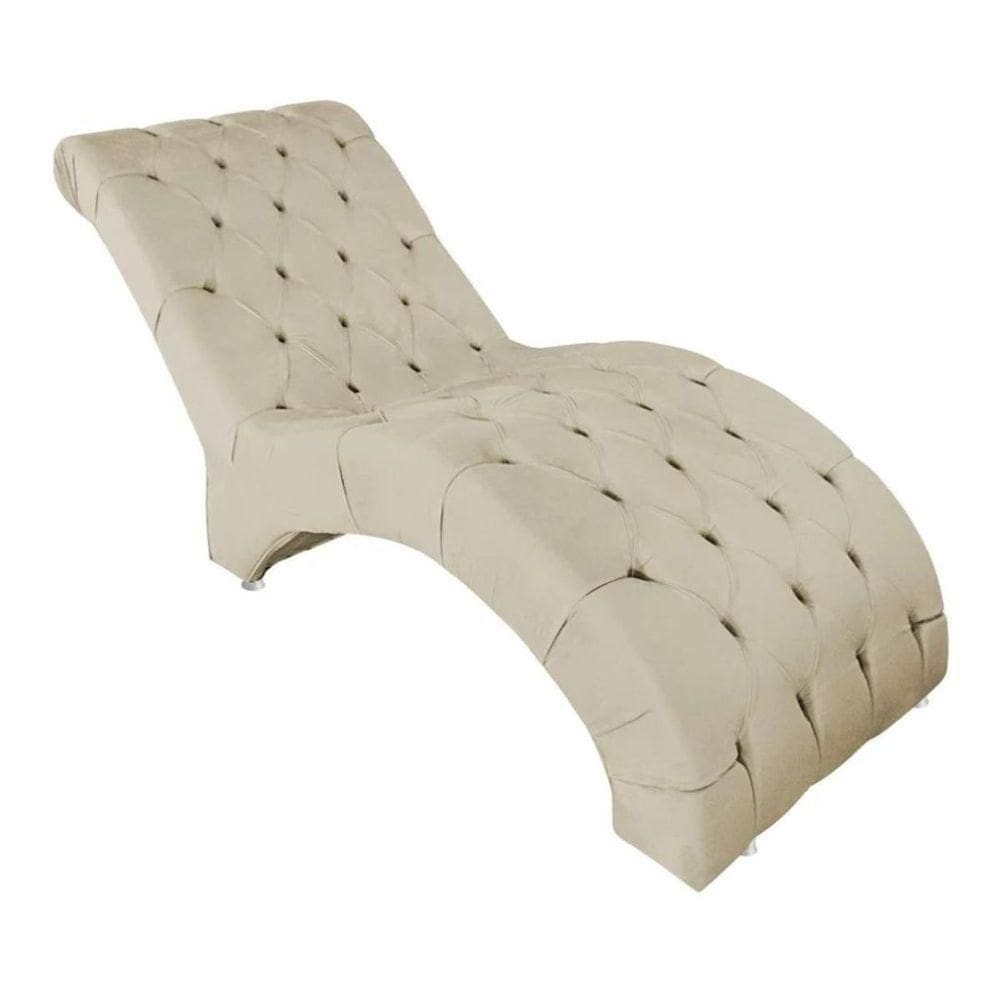 Recamier Divã Espreguiçadeira Para Sala Cliníca Leila Suede bege