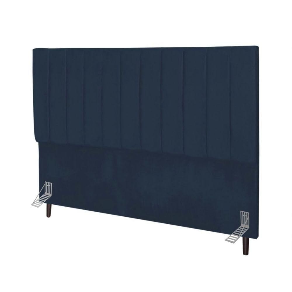 Cabeceira Estofada De Cama Casal Box 140 Cm Maya Suede E Frame azul Marinho