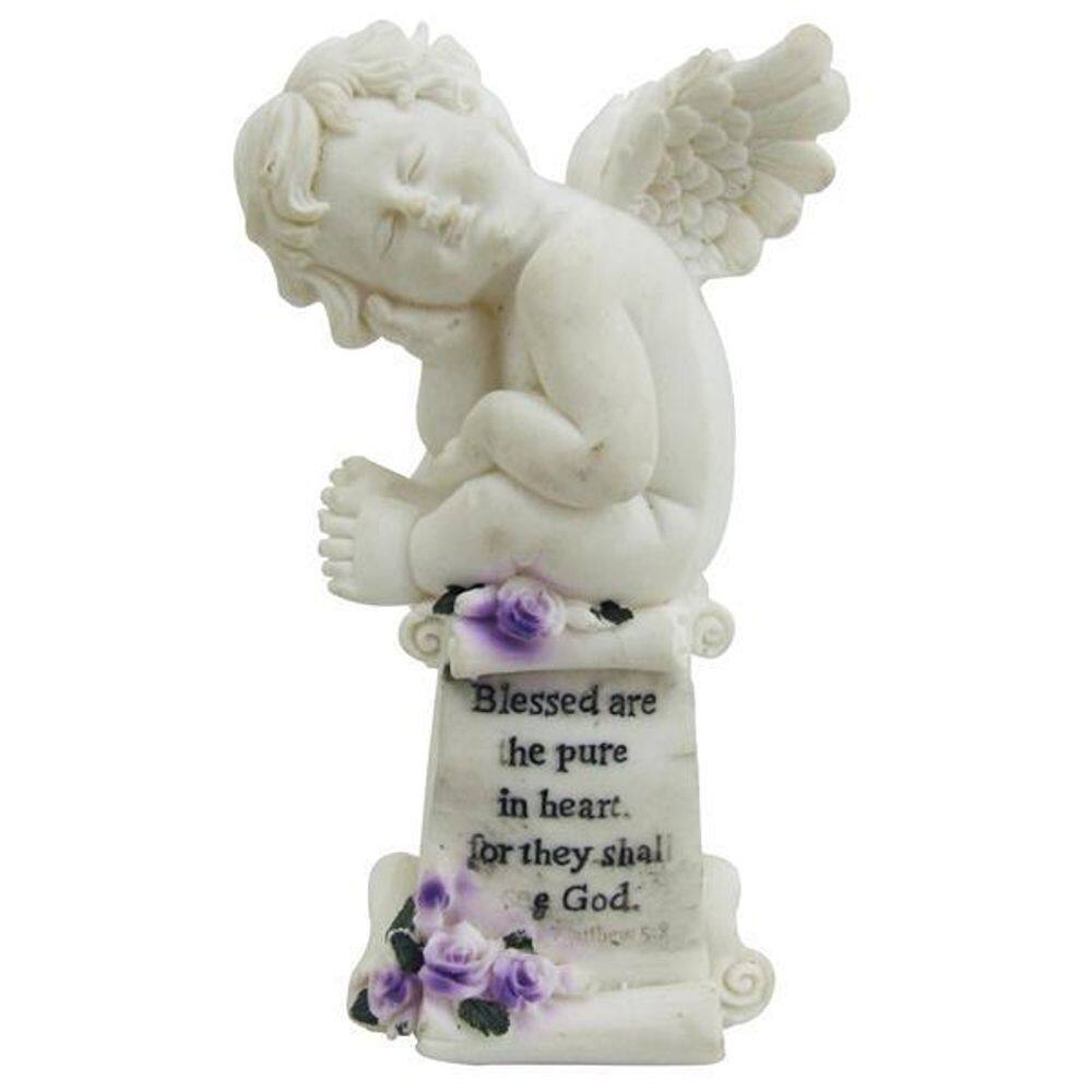 Anjo De Resina Branco Decorativo Para Casa De 15Cm