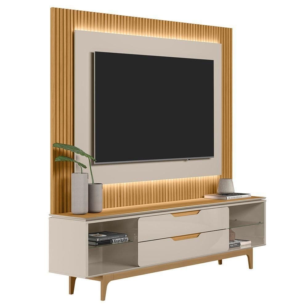 Painel Para Tv 70 Pol Real E Rack Bancada 220cm Lola L06 Tauari/off White - Mpozenato