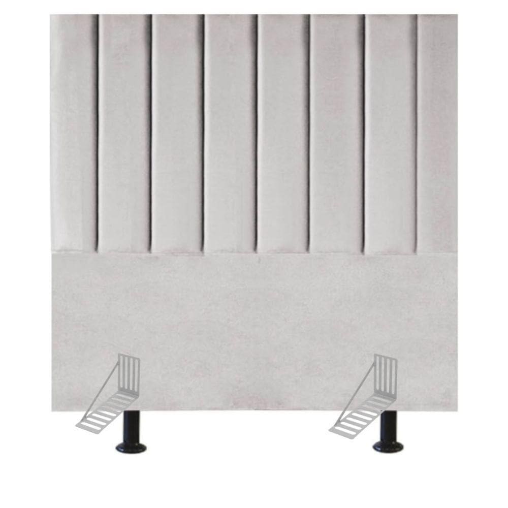 Cabeceira Estofada De Cama Casal Box 140 Cm Sara Veludo E Frame cinza Claro