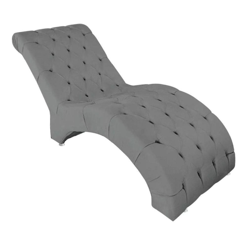 Recamier Divã Espreguiçadeira Sala Cliníca Vitória Suede cinza