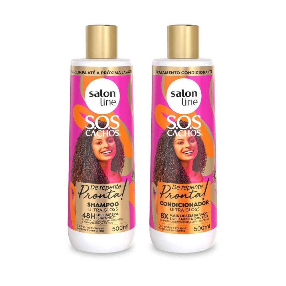 Kit Shampoo + Condicionador Ultra Gloss 500Ml, Salon Line