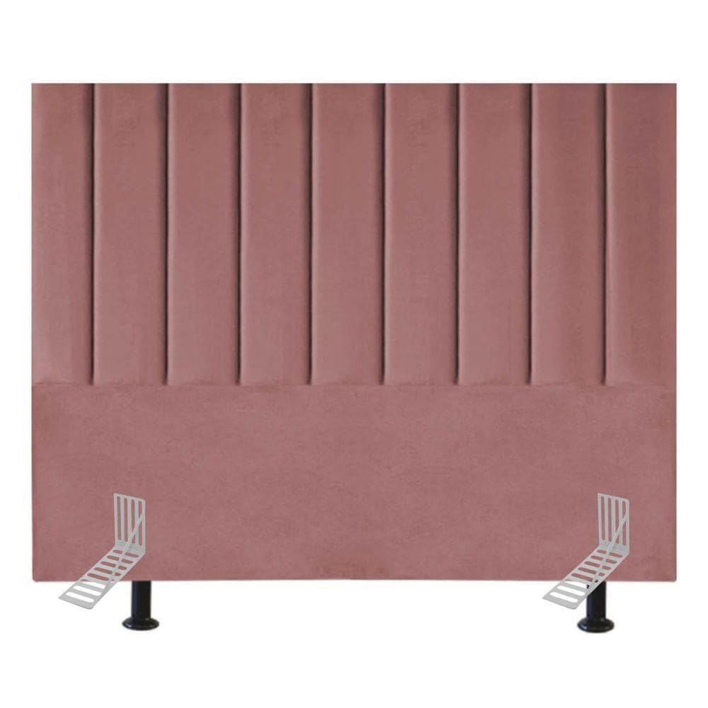Cabeceira Estofada De Cama Casal Box 140 Cm Sara Suede E Frame rosé