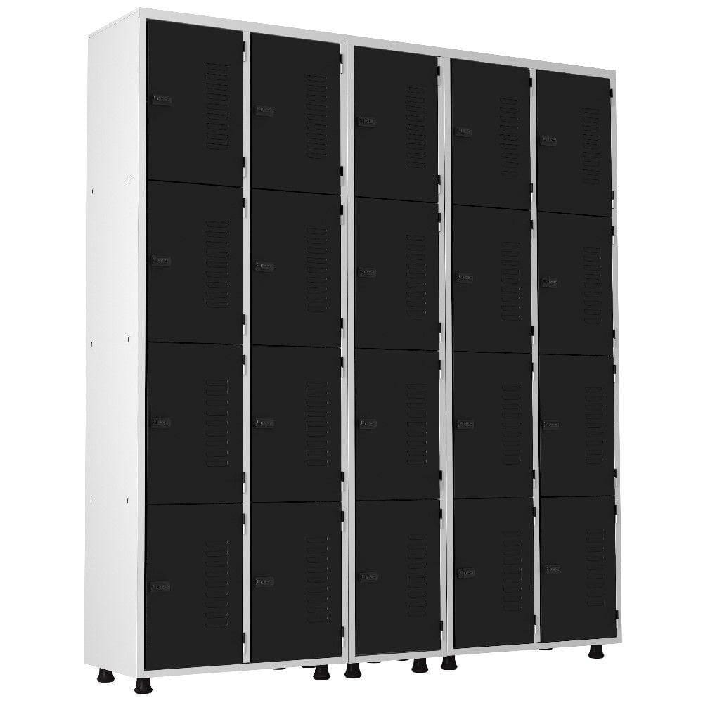 Armário Aço 20 Portas Academia Guarda Volume Trinco Preto