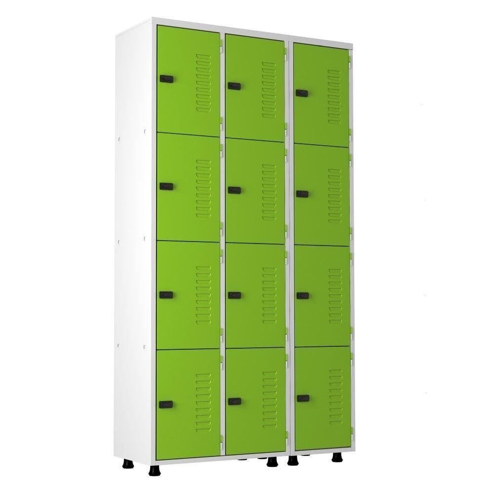 Armário Aço 12 Portas Academia Guarda Volume Trinco Verde