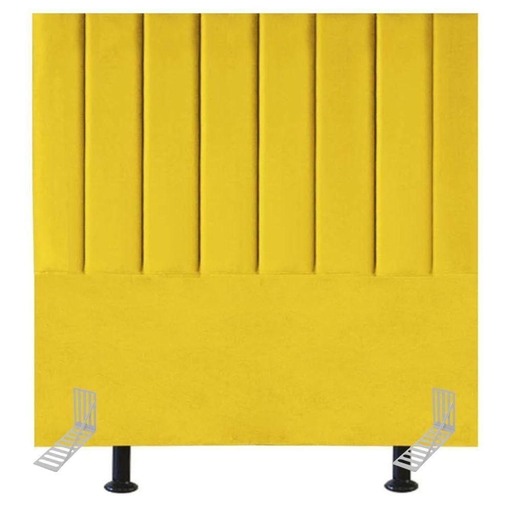 Cabeceira Estofada De Cama Solteiro Box 100 Cm Sara Suede E Frame amarelo
