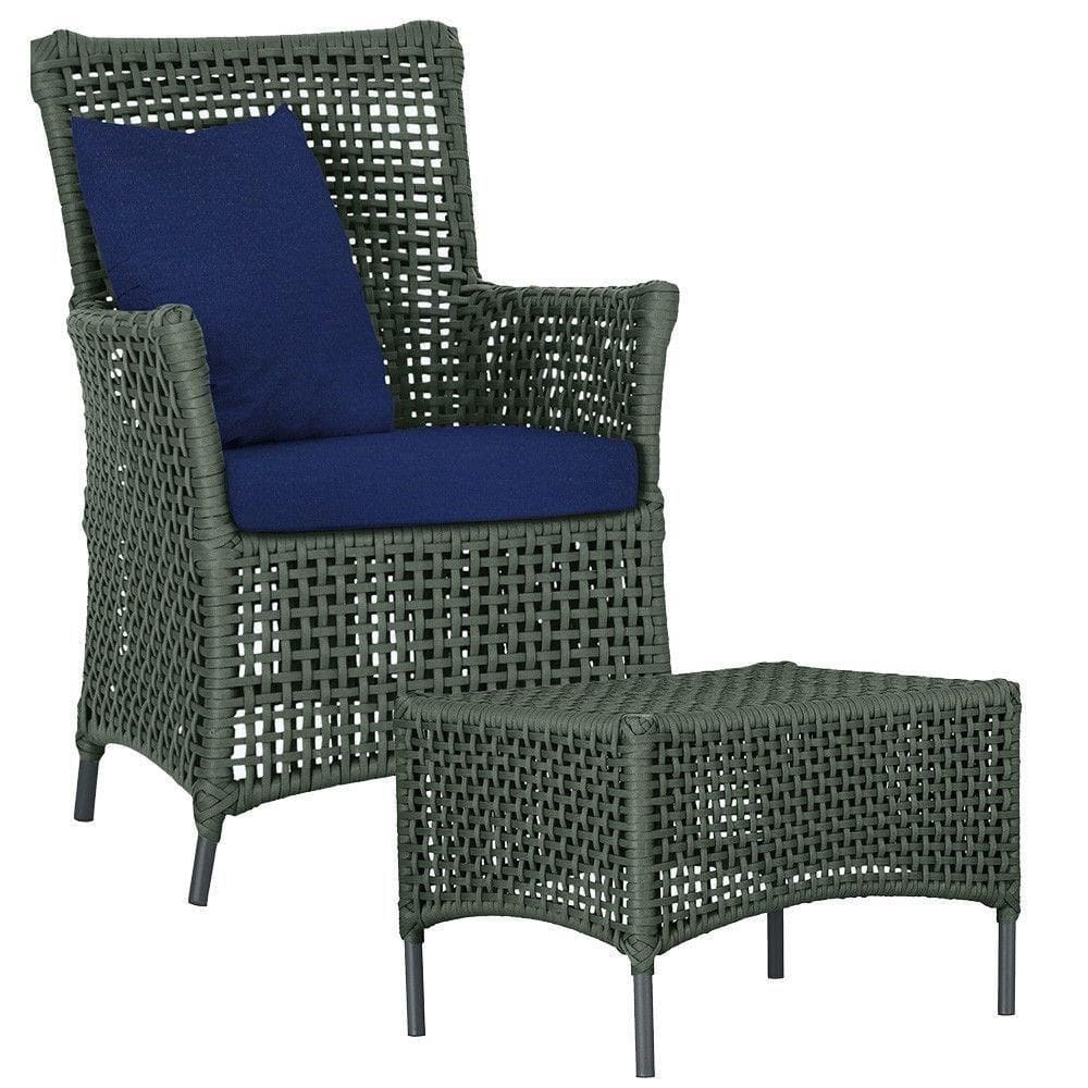 Poltrona E Mesa Igapó Em Alumínio Preta Corda Náutica E10 Verde