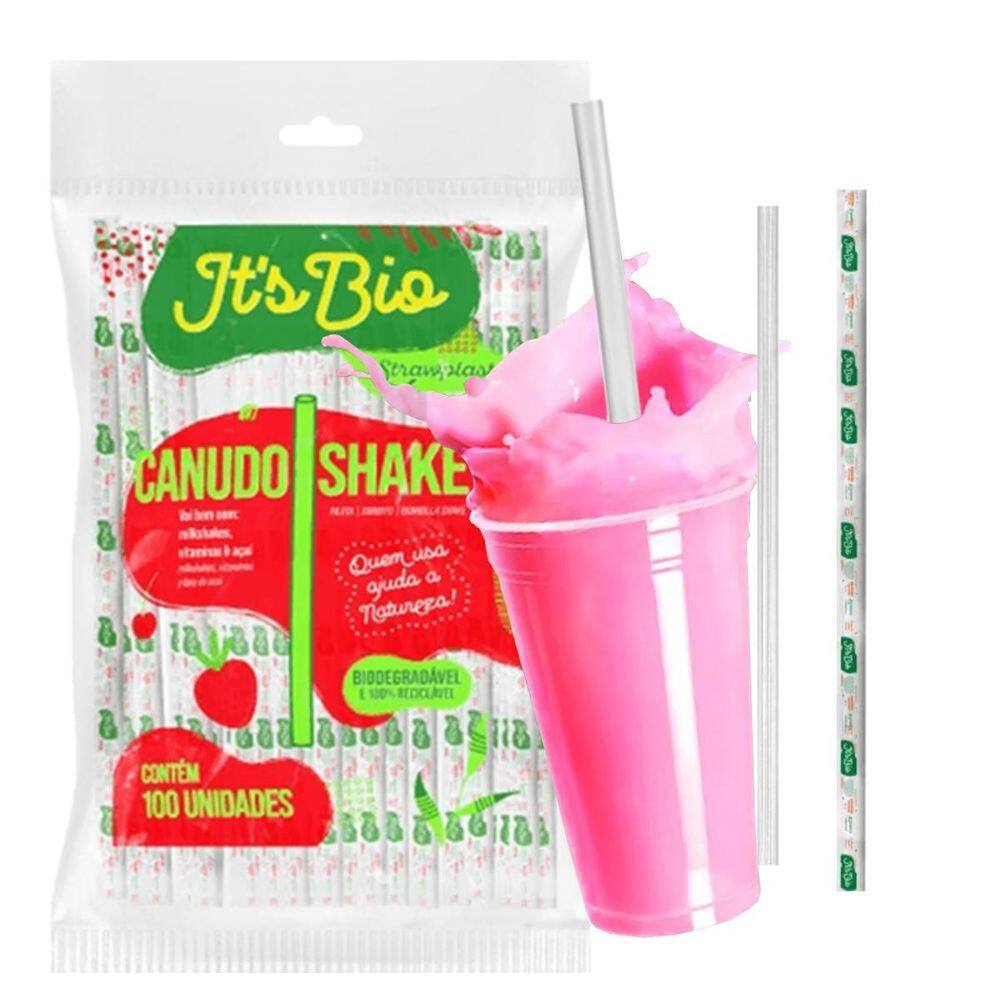 Canudo Milk Shake C/1000 Bio Strawplast 8Mm Transparente